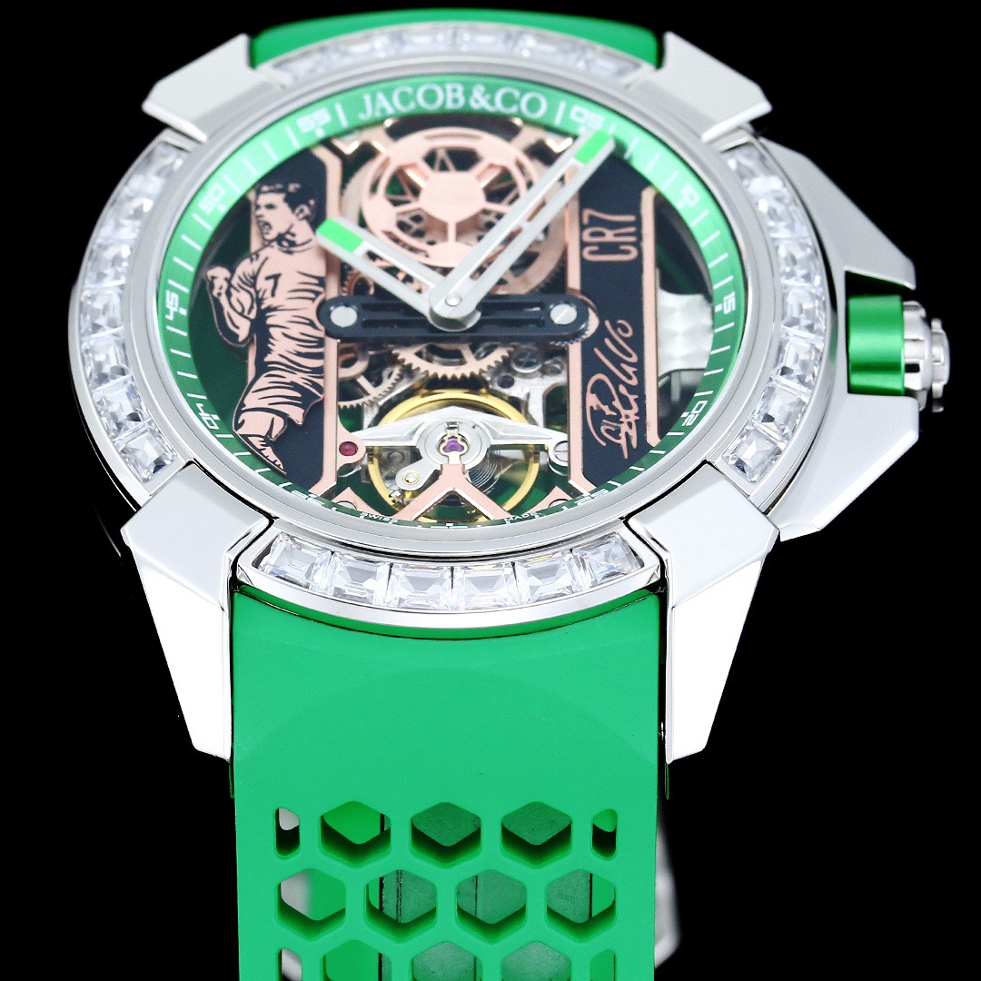 Jacob & Co Epic X CR7 Limited Edition Skeleton Automatic Mechanical Watch Cristiano Ronaldo Signature Dial 44mm