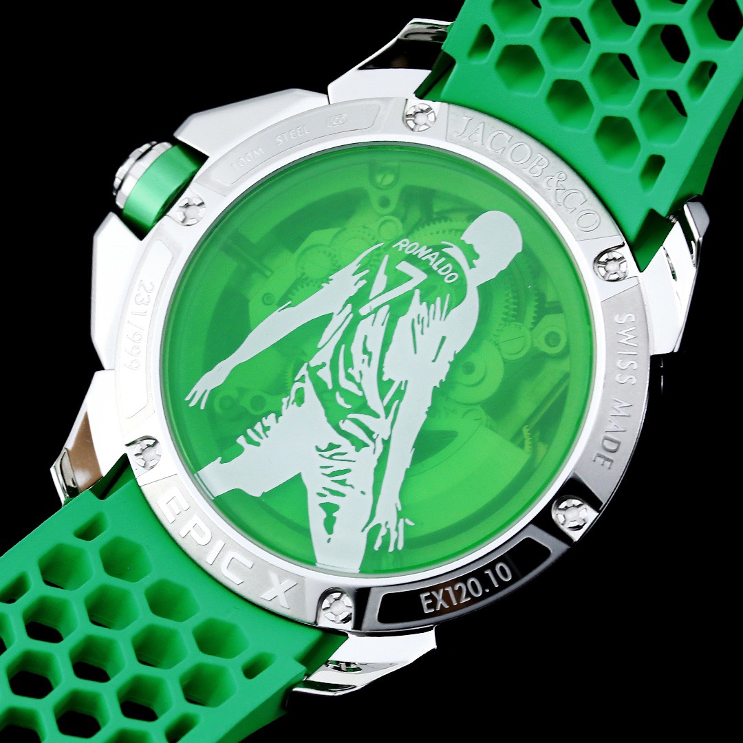 Jacob & Co Epic X CR7 Limited Edition Skeleton Automatic Mechanical Watch Cristiano Ronaldo Signature Dial 44mm