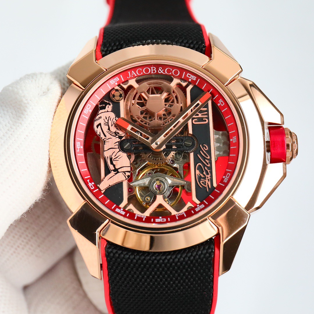 Jacob & Co Epic X CR7 Limited Edition Skeleton Automatic Mechanical Watch Cristiano Ronaldo Signature Dial 44mm