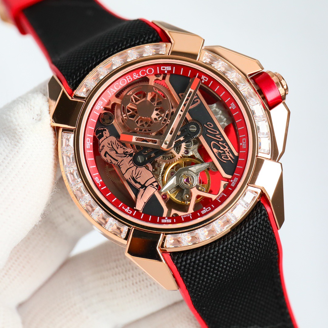 Jacob & Co Epic X CR7 Limited Edition Skeleton Automatic Mechanical Watch Cristiano Ronaldo Signature Dial 44mm