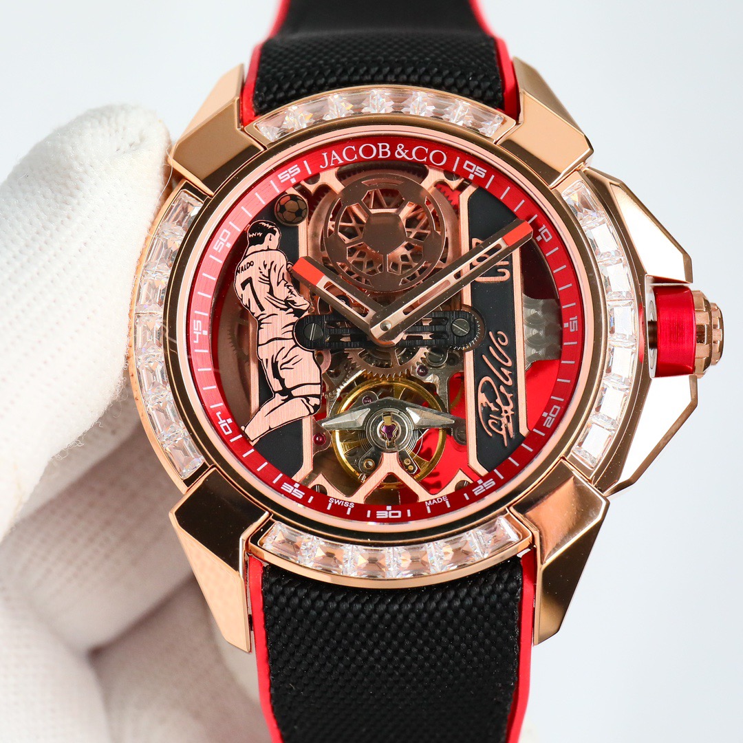 Jacob & Co Epic X CR7 Limited Edition Skeleton Automatic Mechanical Watch Cristiano Ronaldo Signature Dial 44mm