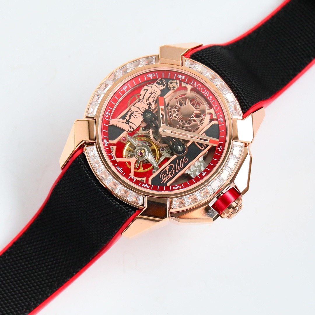 Jacob & Co Epic X CR7 Limited Edition Skeleton Automatic Mechanical Watch Cristiano Ronaldo Signature Dial 44mm