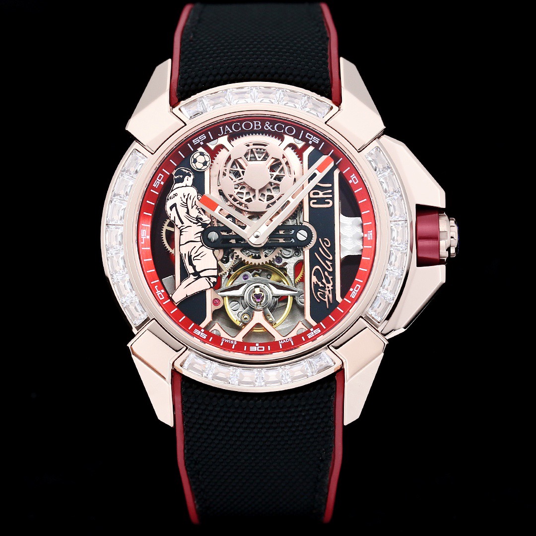 Jacob & Co Epic X CR7 Limited Edition Skeleton Automatic Mechanical Watch Cristiano Ronaldo Signature Dial 44mm