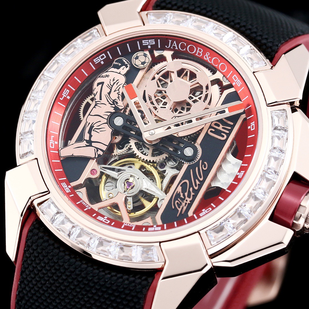 Jacob & Co Epic X CR7 Limited Edition Skeleton Automatic Mechanical Watch Cristiano Ronaldo Signature Dial 44mm