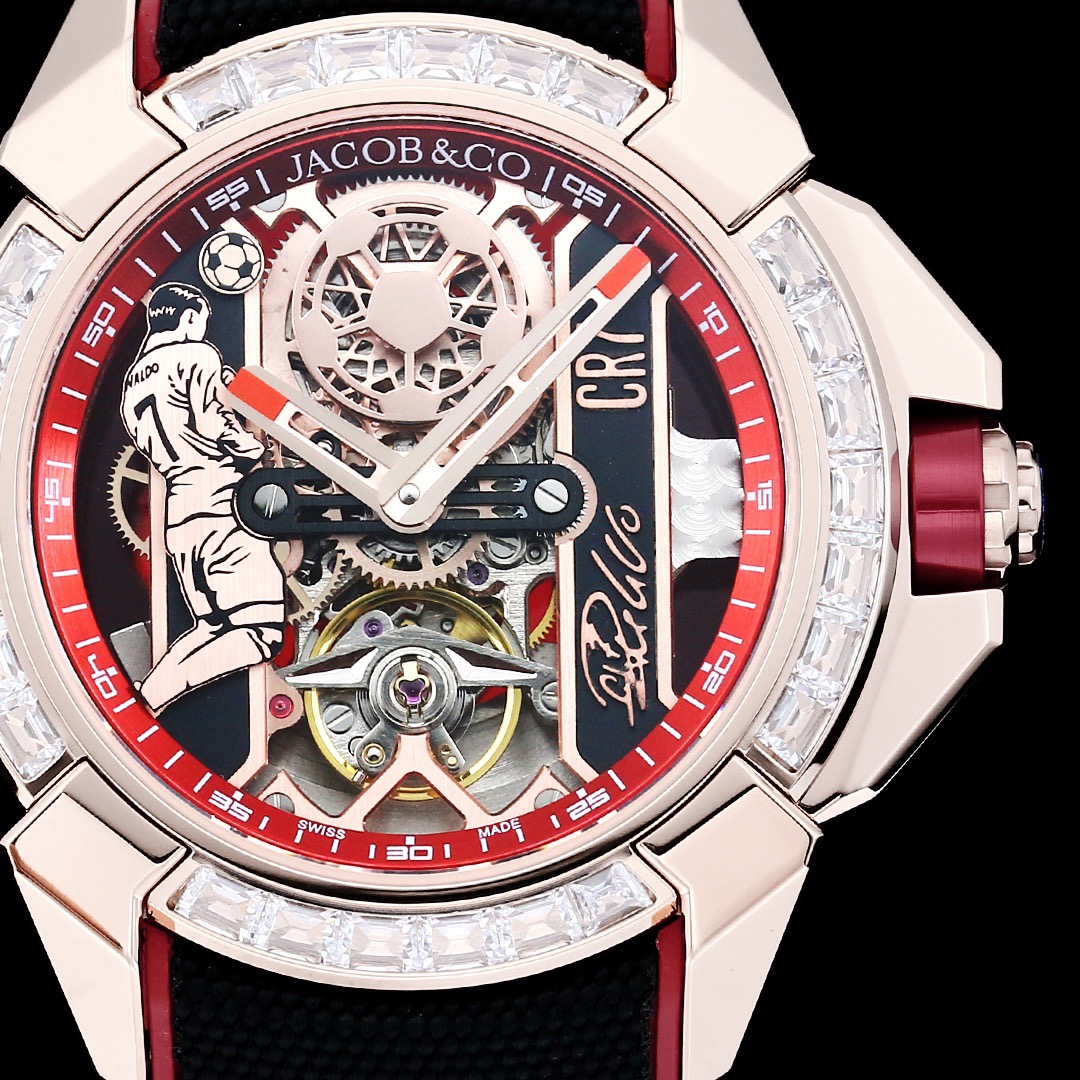 Jacob & Co Epic X CR7 Limited Edition Skeleton Automatic Mechanical Watch Cristiano Ronaldo Signature Dial 44mm