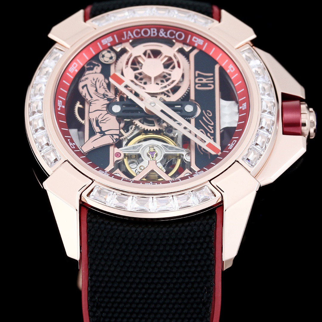 Jacob & Co Epic X CR7 Limited Edition Skeleton Automatic Mechanical Watch Cristiano Ronaldo Signature Dial 44mm