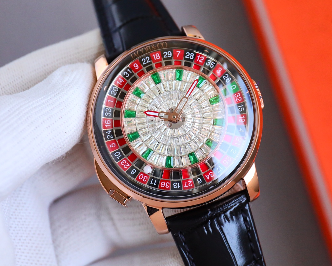 Jacob & Co Casino Tourbillon Roulette Watch Neymar Edition Swiss Automatic Mechanical Watch 44mm