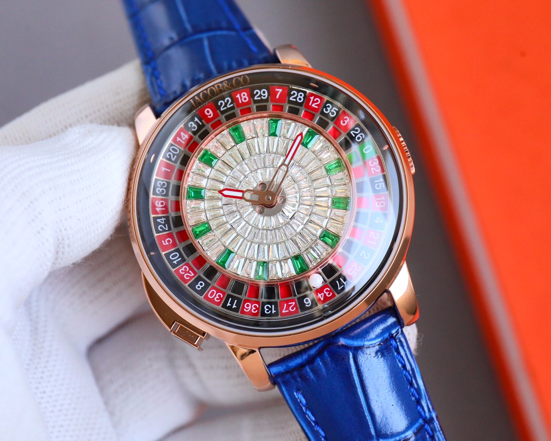 Jacob & Co Casino Tourbillon Roulette Watch Neymar Edition Swiss Automatic Mechanical Watch 44mm