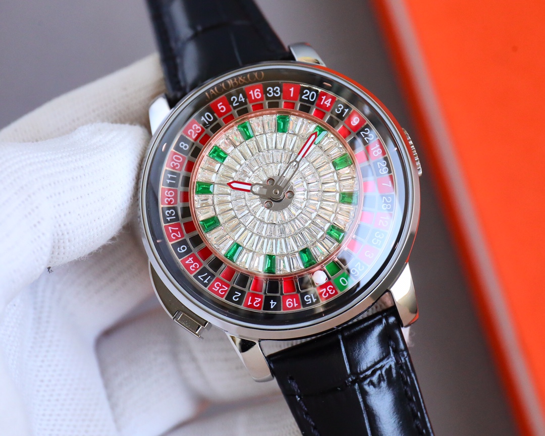 Jacob & Co Casino Tourbillon Roulette Watch Neymar Edition Swiss Automatic Mechanical Watch 44mm