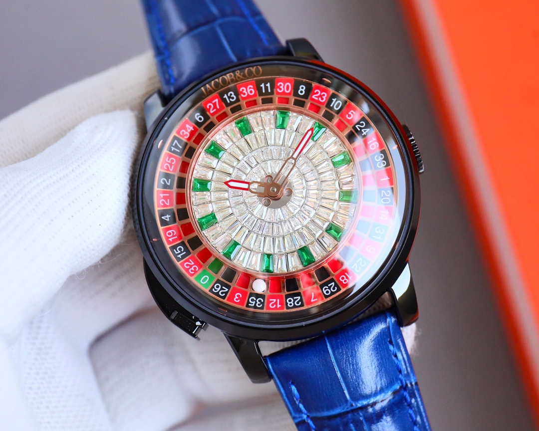 Jacob & Co Casino Tourbillon Roulette Watch Neymar Edition Swiss Automatic Mechanical Watch 44mm