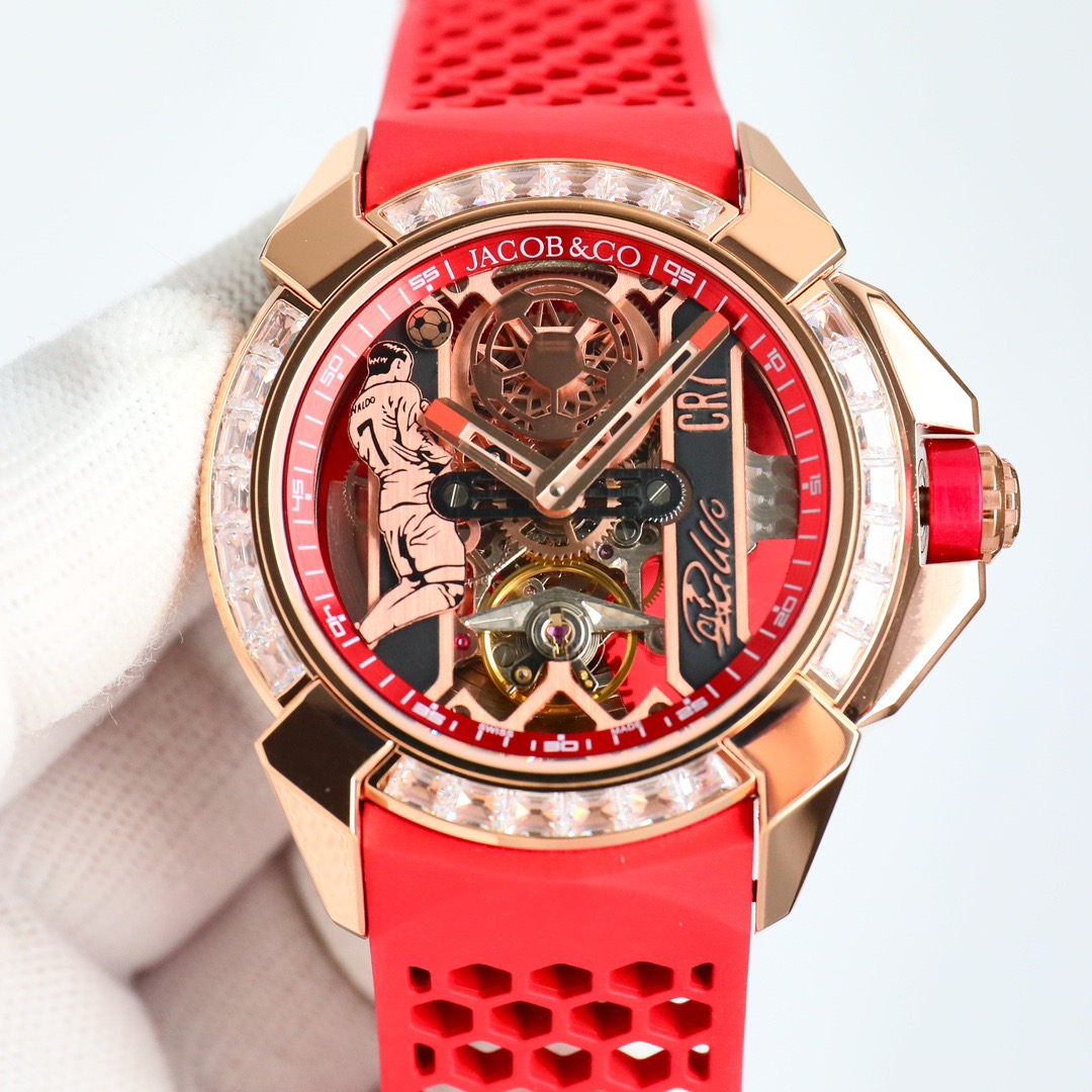 Jacob & Co Epic X CR7 Limited Edition Skeleton Automatic Mechanical Watch Cristiano Ronaldo Signature Dial 44mm