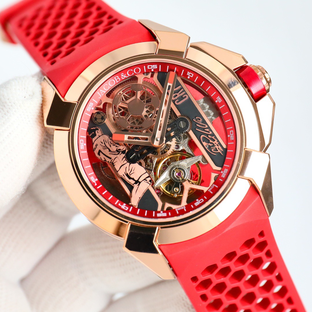 Jacob & Co Epic X CR7 Limited Edition Skeleton Automatic Mechanical Watch Cristiano Ronaldo Signature Dial 44mm