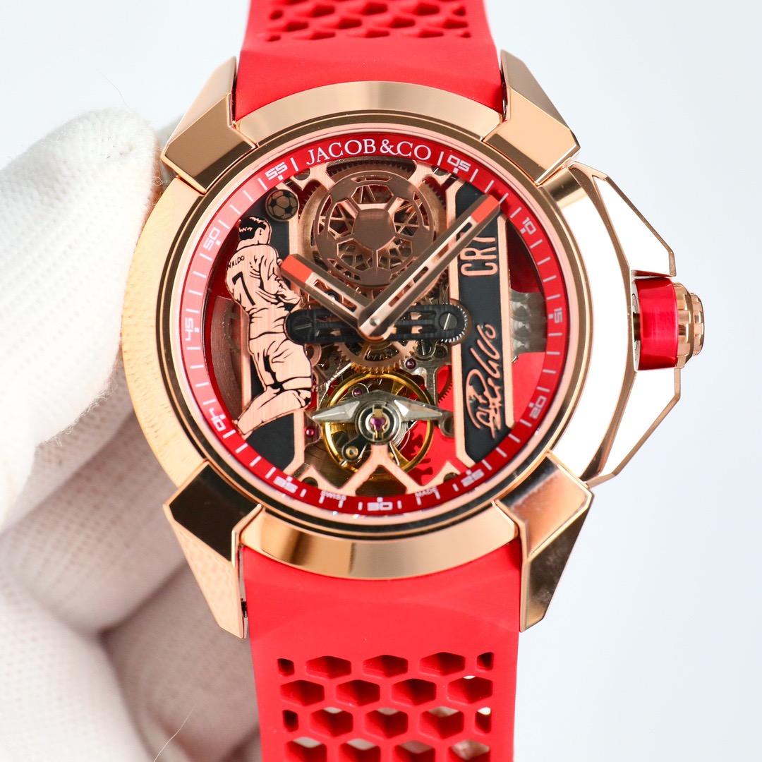 Jacob & Co Epic X CR7 Limited Edition Skeleton Automatic Mechanical Watch Cristiano Ronaldo Signature Dial 44mm