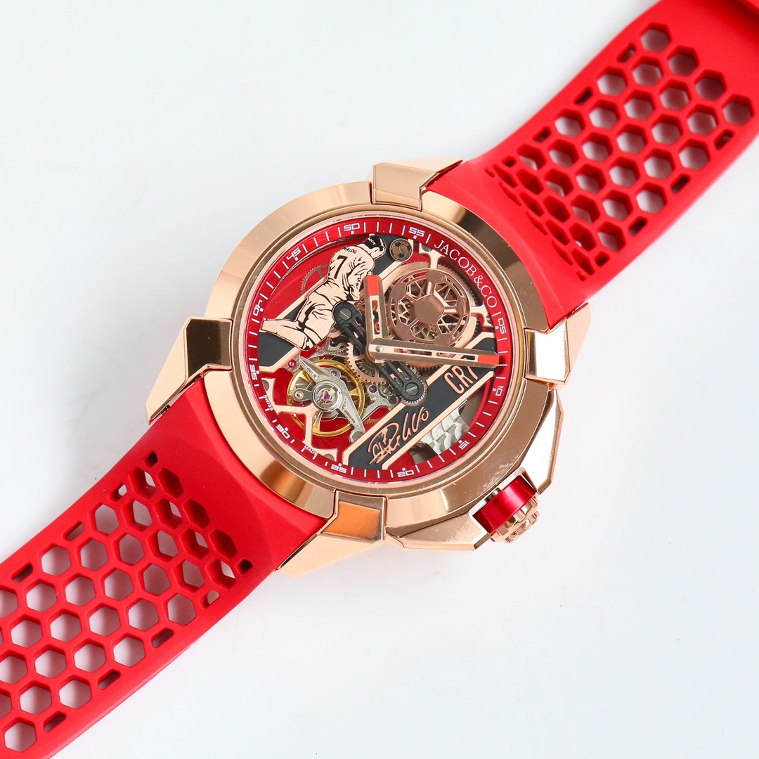 Jacob & Co Epic X CR7 Limited Edition Skeleton Automatic Mechanical Watch Cristiano Ronaldo Signature Dial 44mm