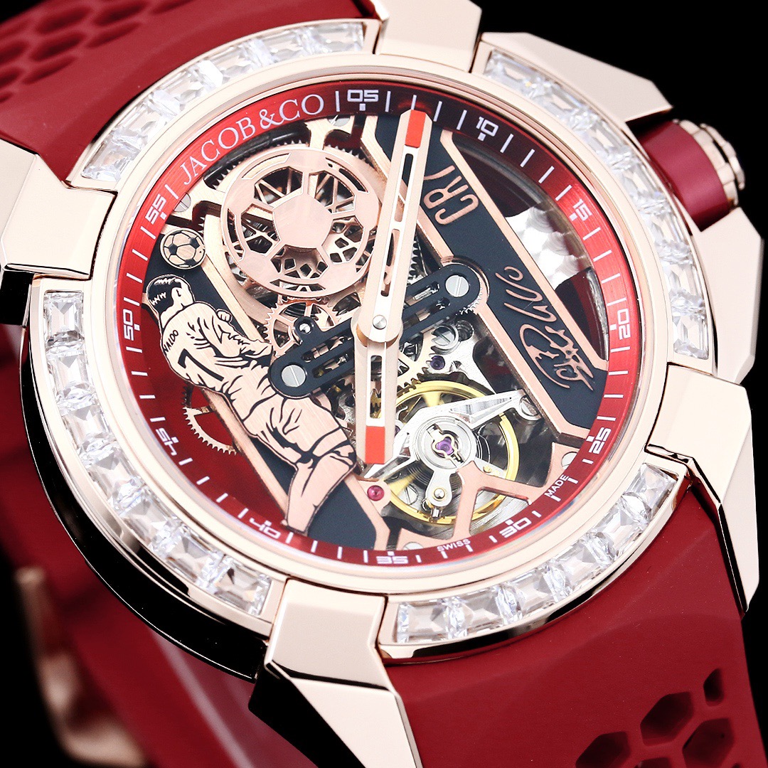 Jacob & Co Epic X CR7 Limited Edition Skeleton Automatic Mechanical Watch Cristiano Ronaldo Signature Dial 44mm