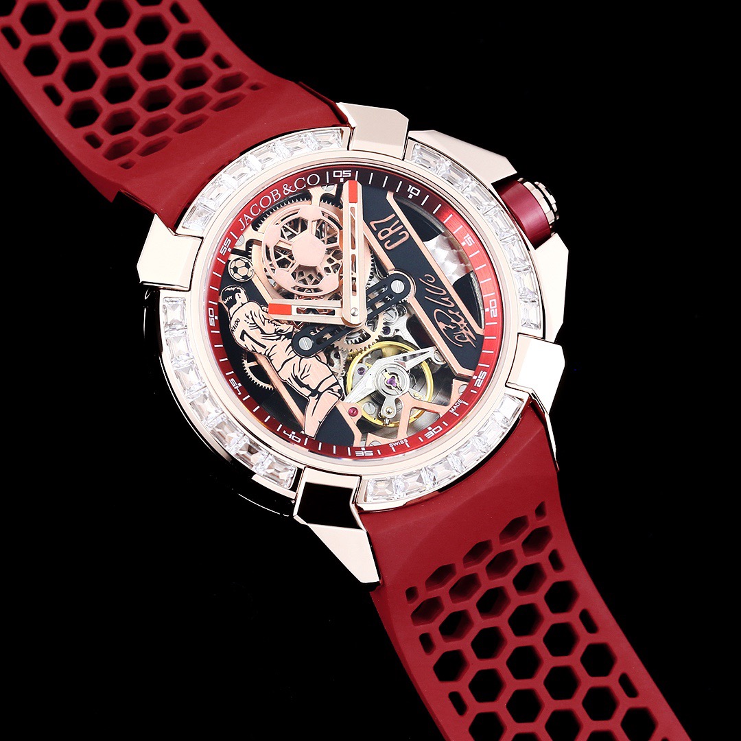 Jacob & Co Epic X CR7 Limited Edition Skeleton Automatic Mechanical Watch Cristiano Ronaldo Signature Dial 44mm