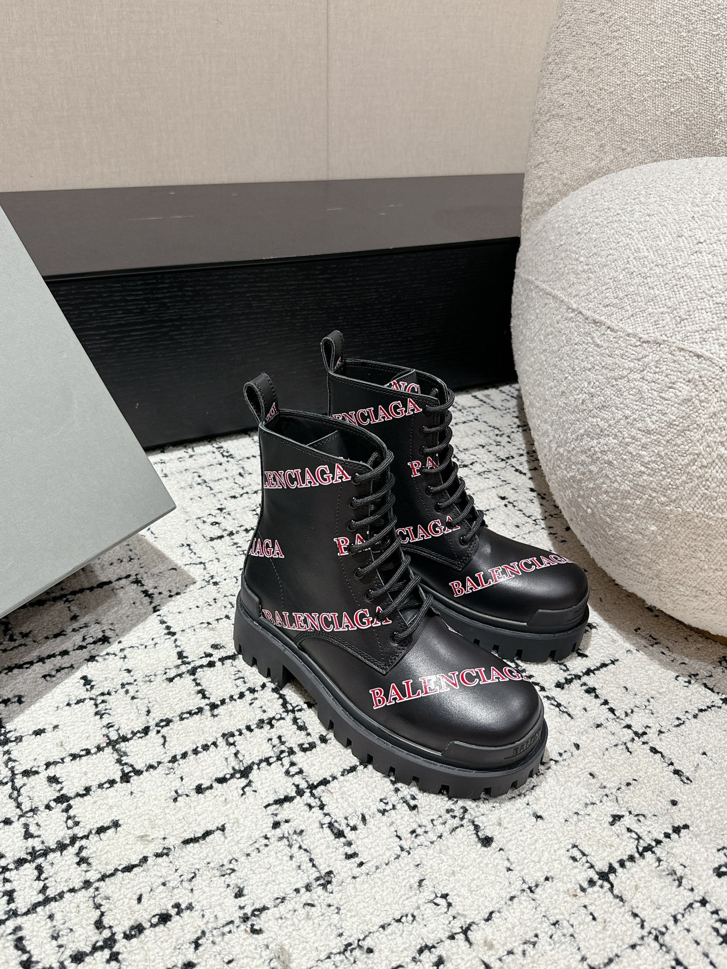 Balenciaga Male Boots Cow Leather Black M-l-s