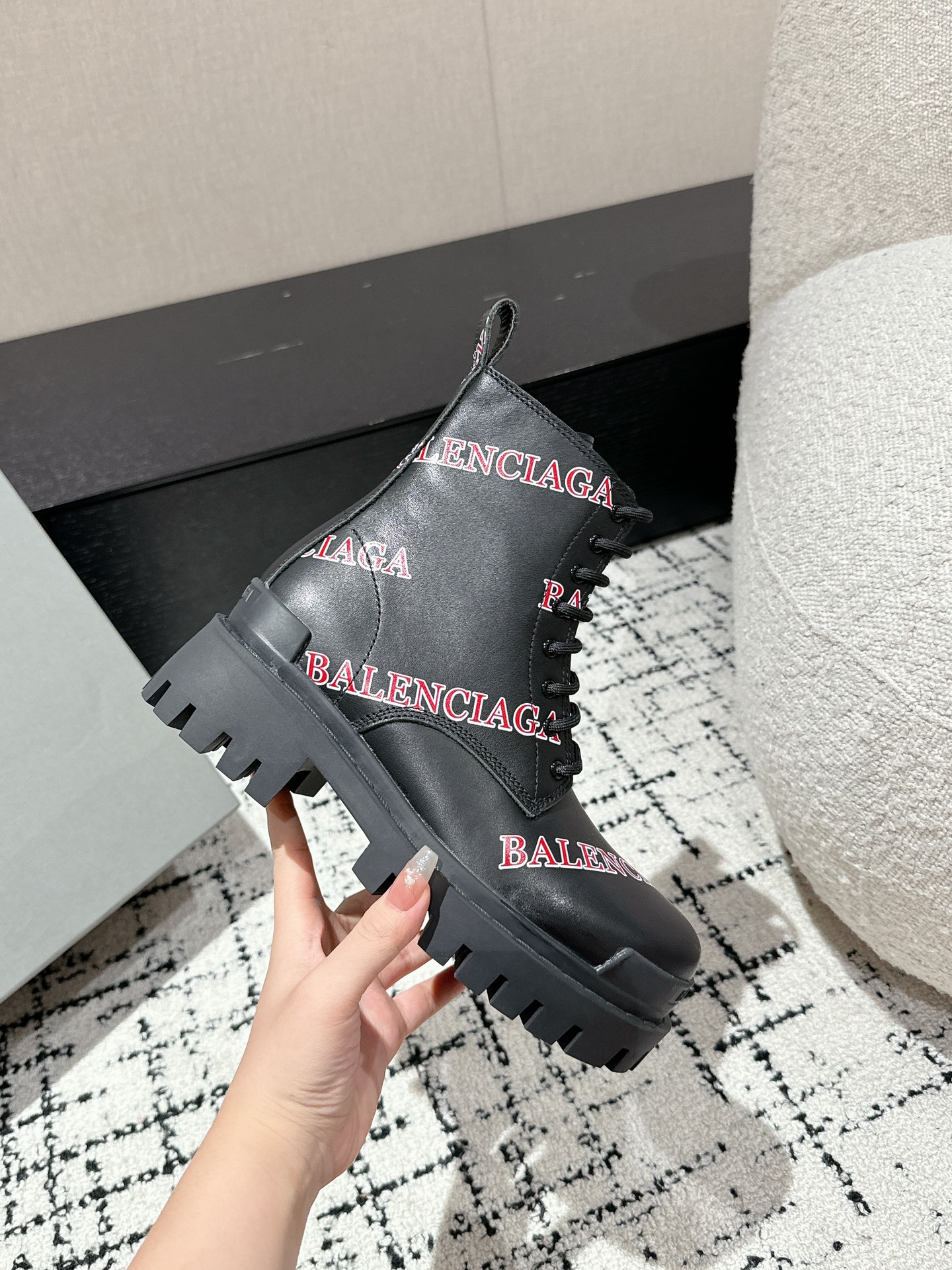 Balenciaga Male Boots Cow Leather Black M-l-s