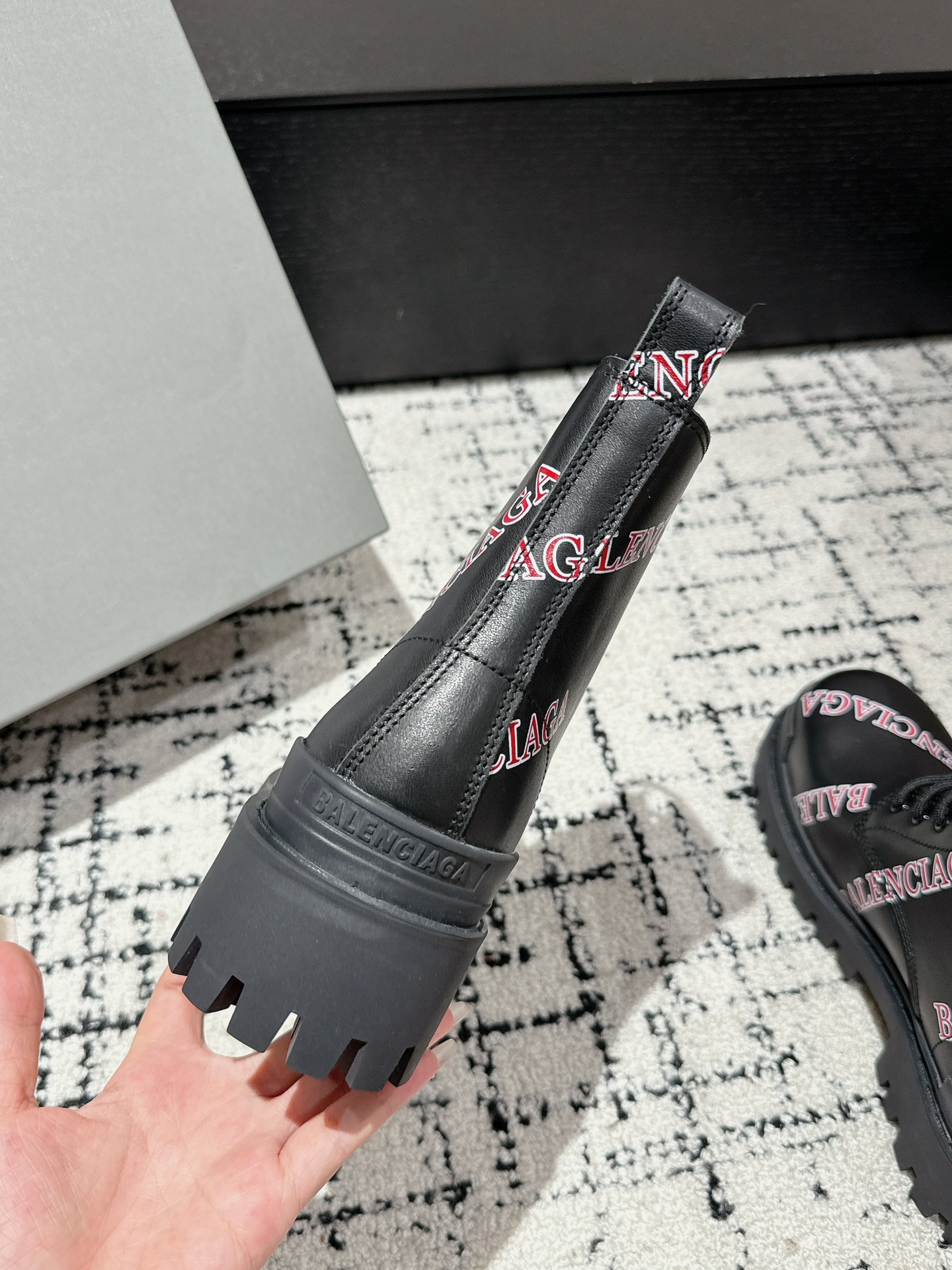 Balenciaga Male Boots Cow Leather Black M-l-s