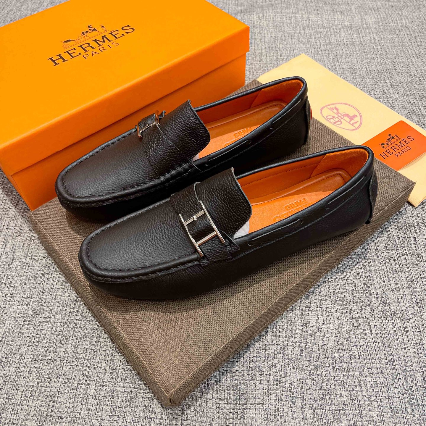 Hermes Male Loafers Cow Leather Breathable M-s