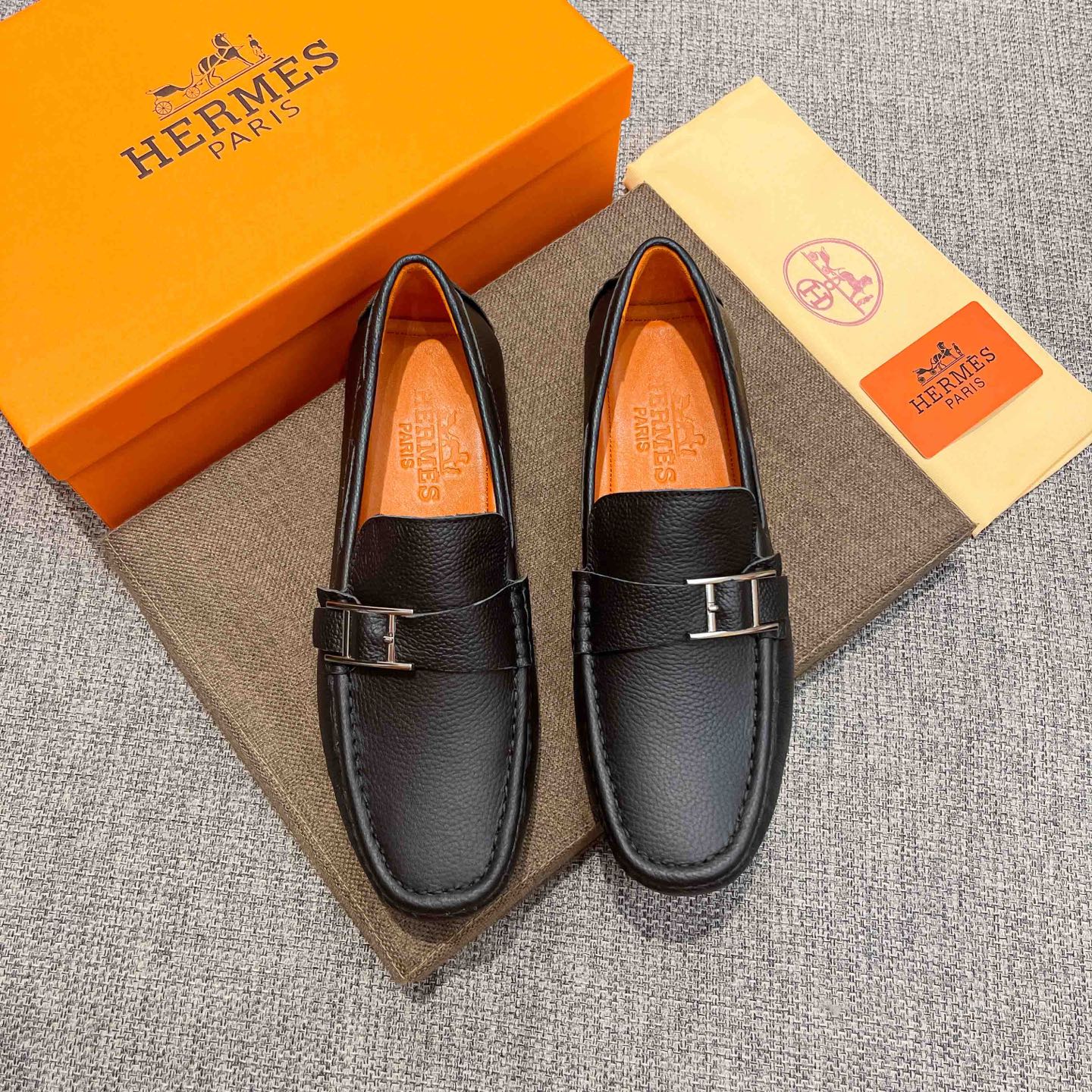 Hermes Male Loafers Cow Leather Breathable M-s