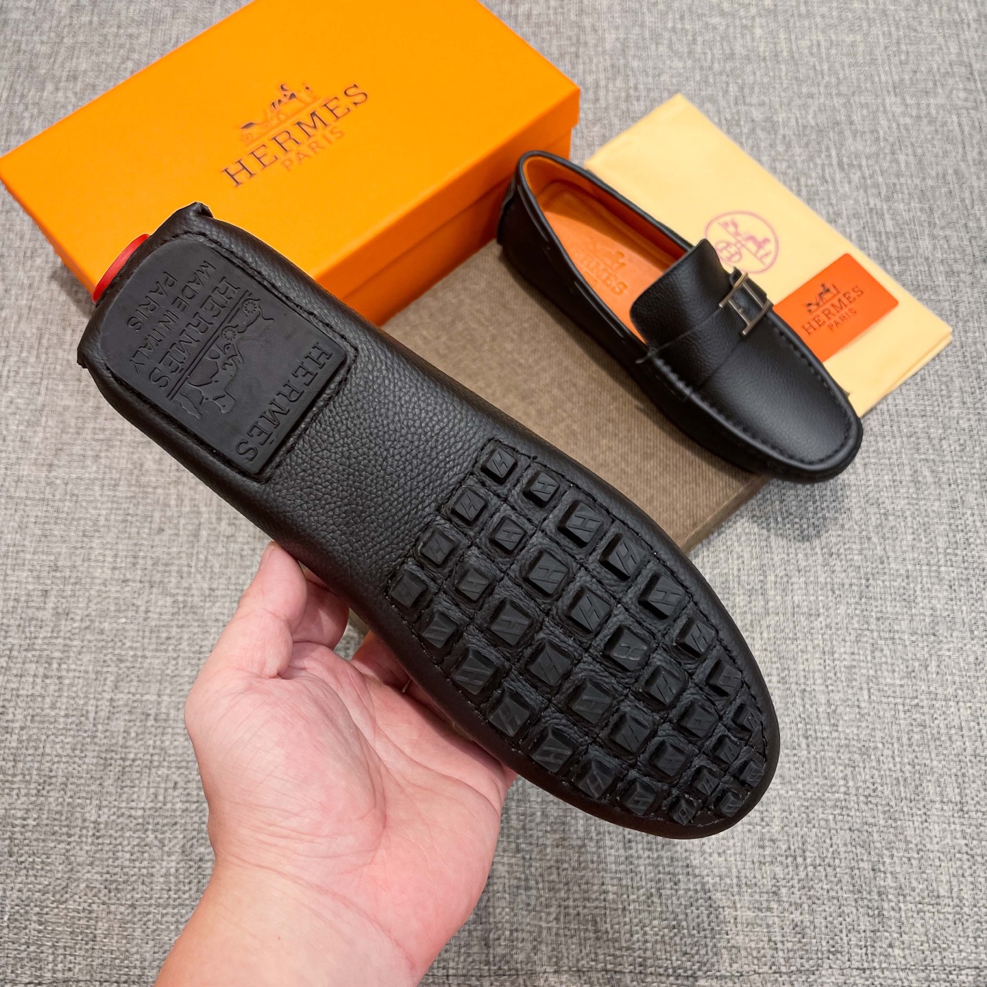 Hermes Male Loafers Cow Leather Breathable M-s