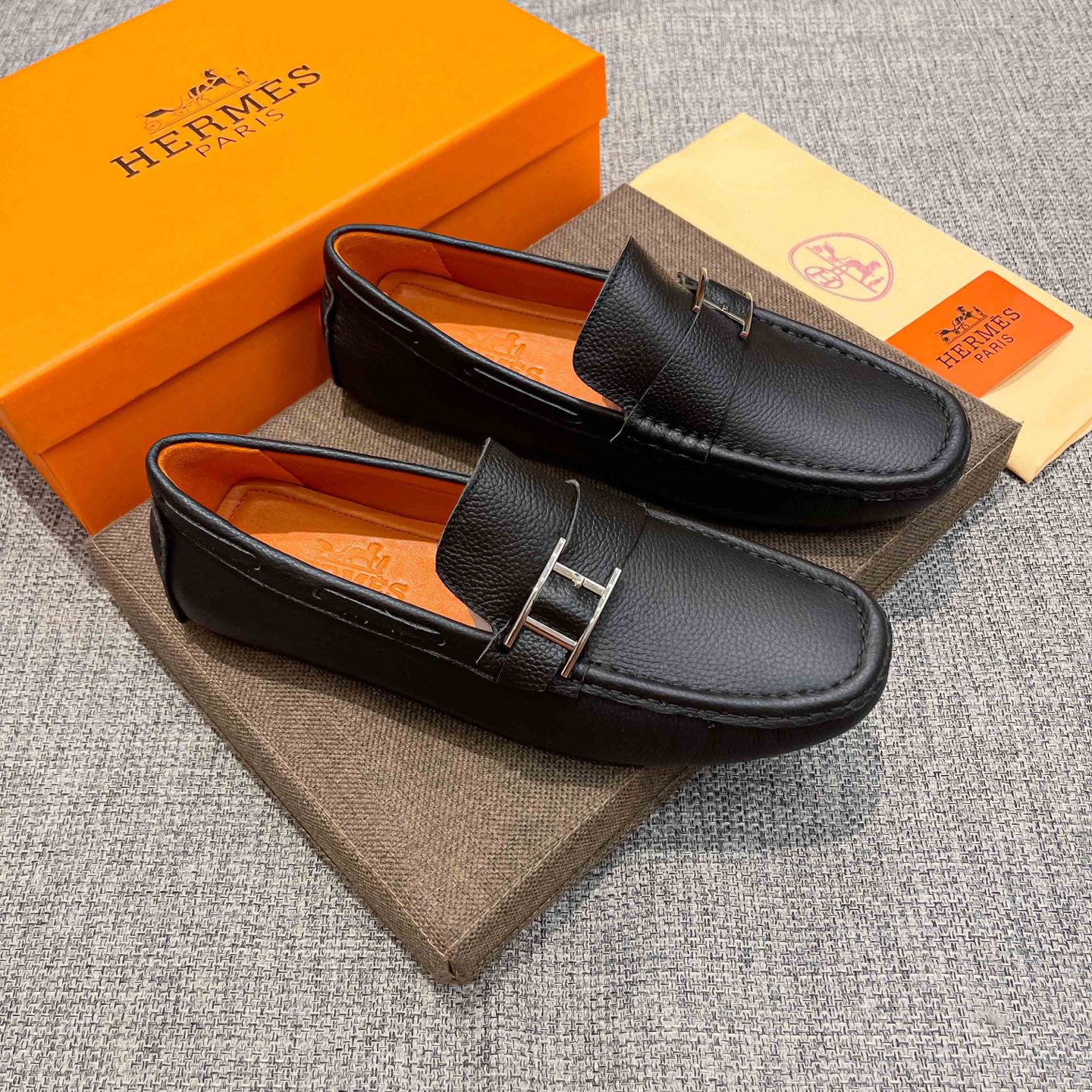 Hermes Male Loafers Cow Leather Breathable M-s