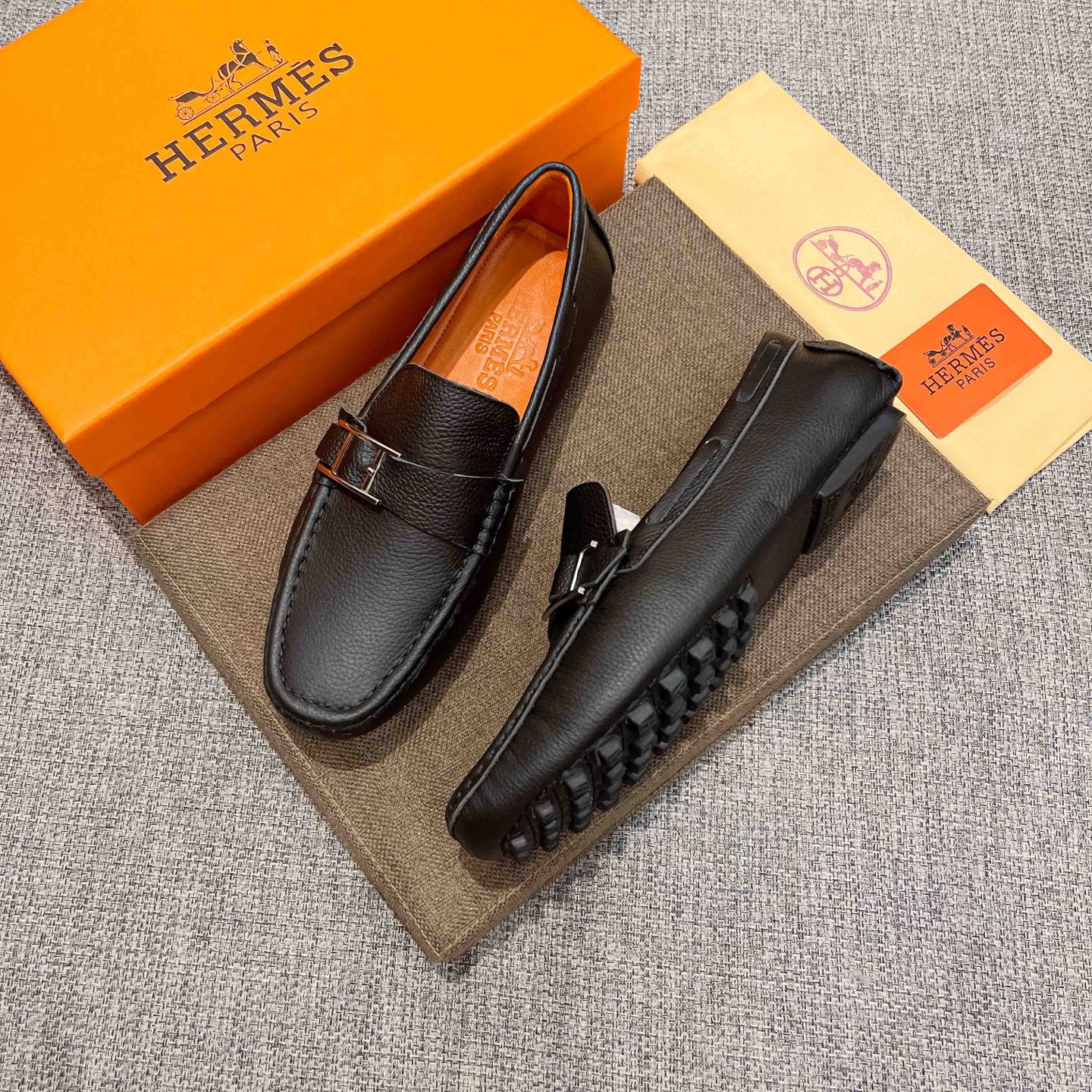 Hermes Male Loafers Cow Leather Breathable M-s