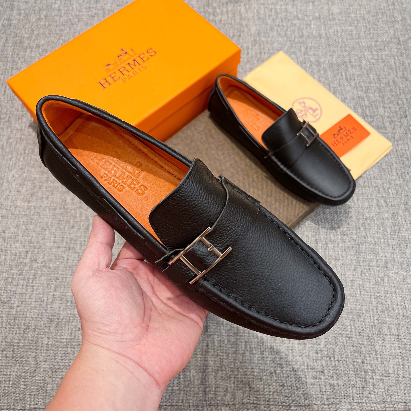 Hermes Male Loafers Cow Leather Breathable M-s