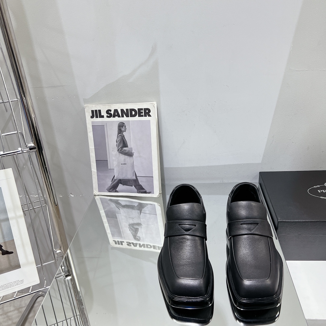 Prada Male Leather Shoes Cow Leather Black L