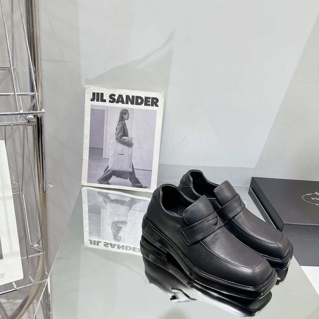 Prada Male Leather Shoes Cow Leather Black L