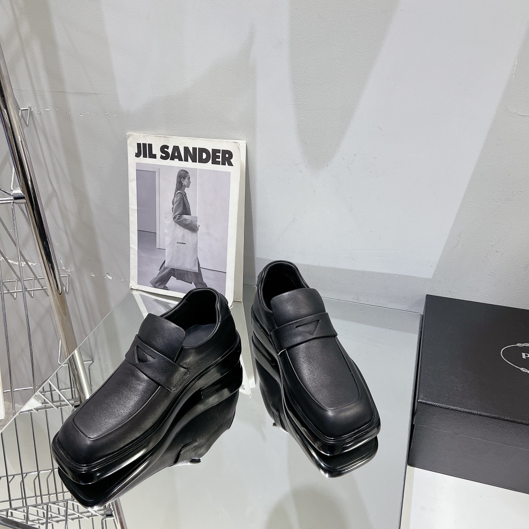 Prada Male Leather Shoes Cow Leather Black L