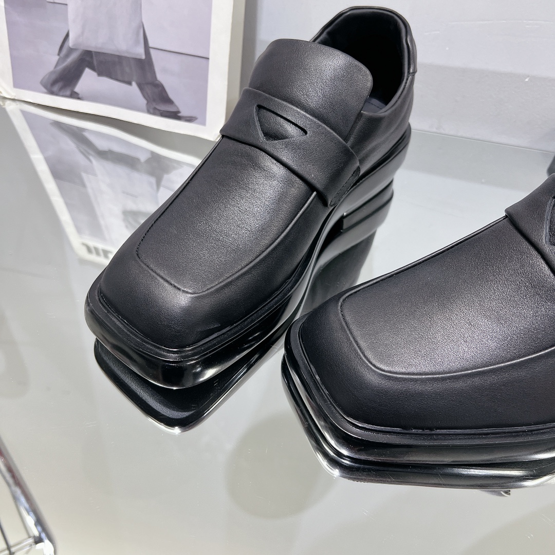 Prada Male Leather Shoes Cow Leather Black L