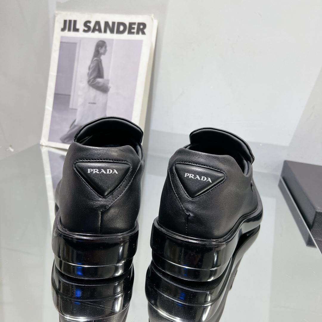 Prada Male Leather Shoes Cow Leather Black L