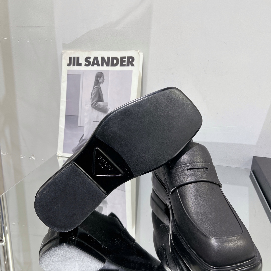 Prada Male Leather Shoes Cow Leather Black L