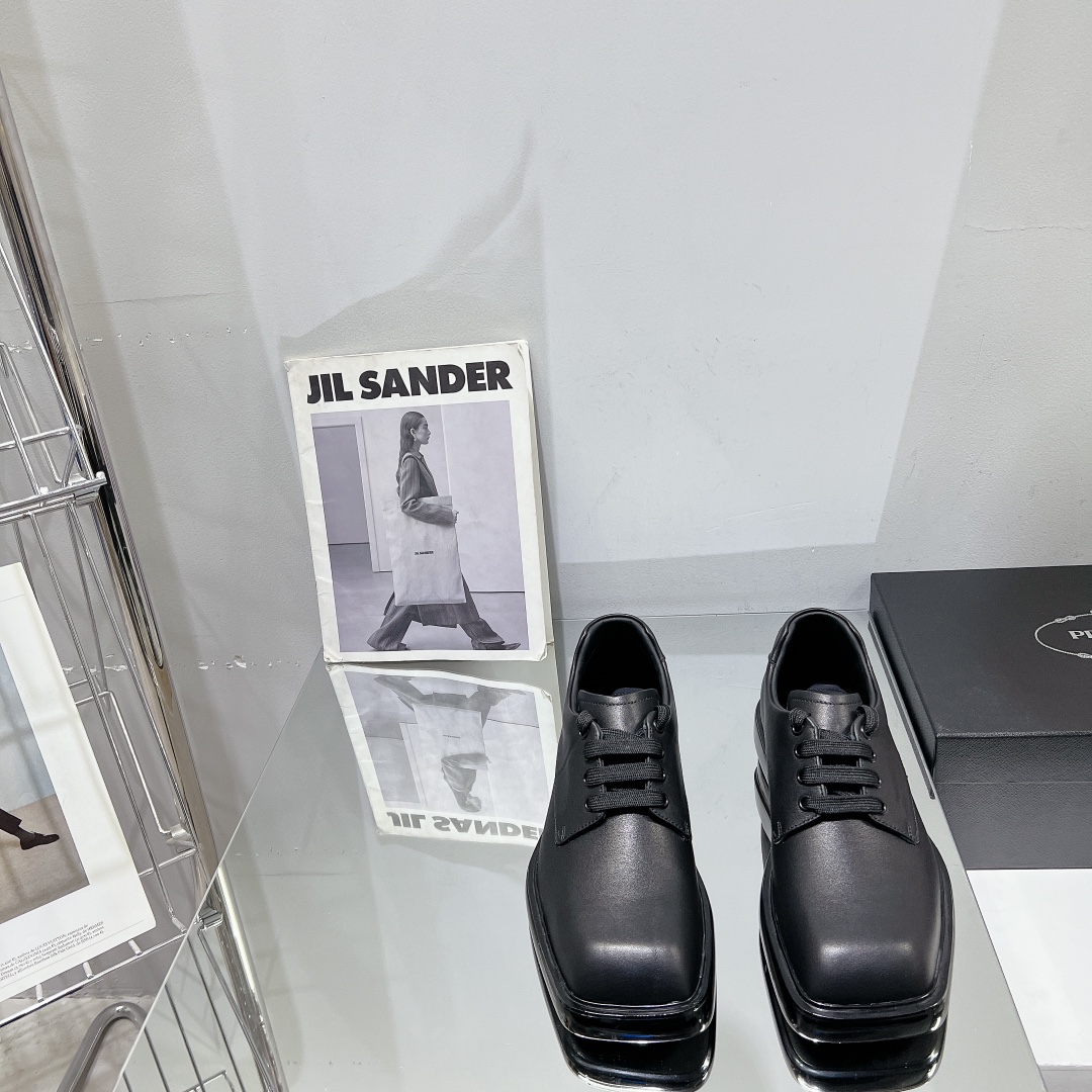 Prada Male Leather Shoes Cow Leather Black L