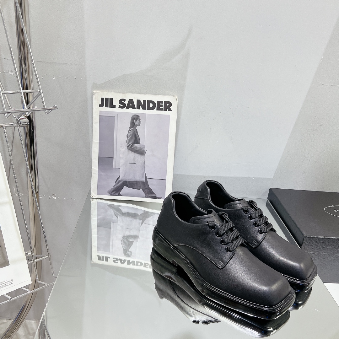 Prada Male Leather Shoes Cow Leather Black L