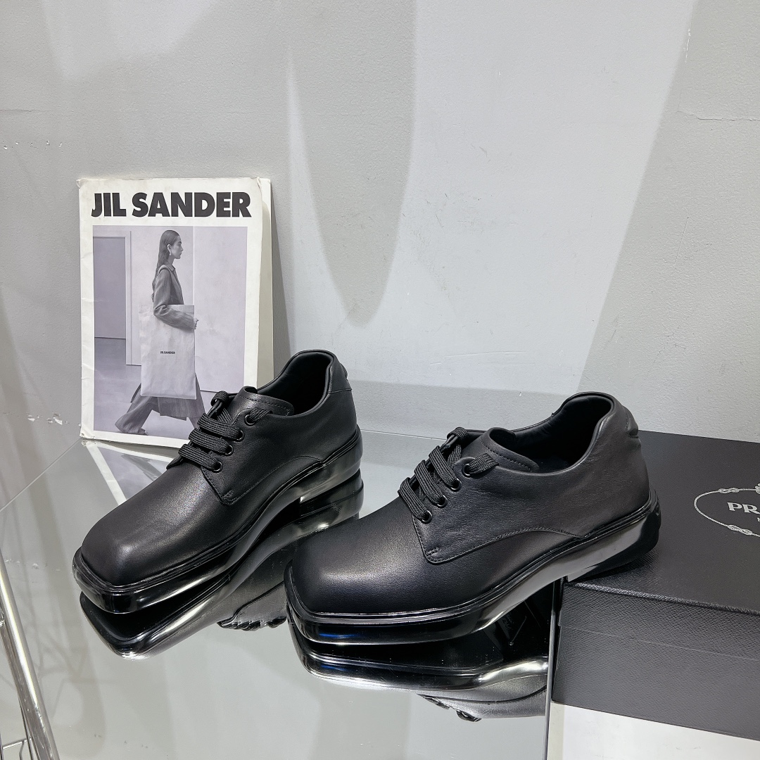 Prada Male Leather Shoes Cow Leather Black L