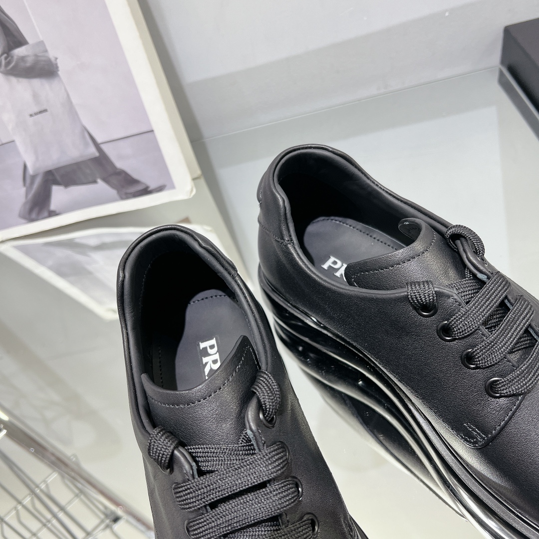 Prada Male Leather Shoes Cow Leather Black L