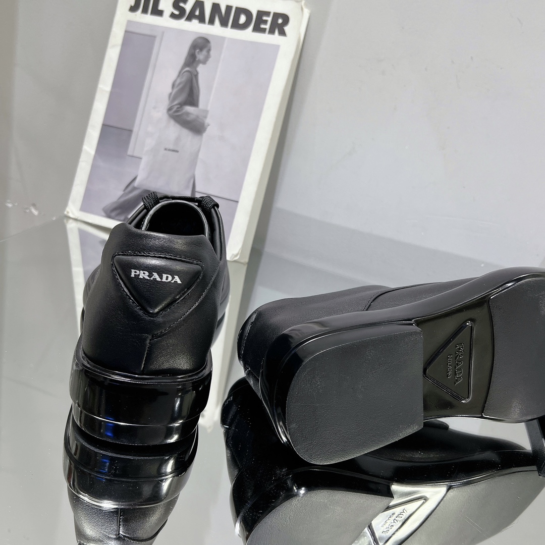 Prada Male Leather Shoes Cow Leather Black L