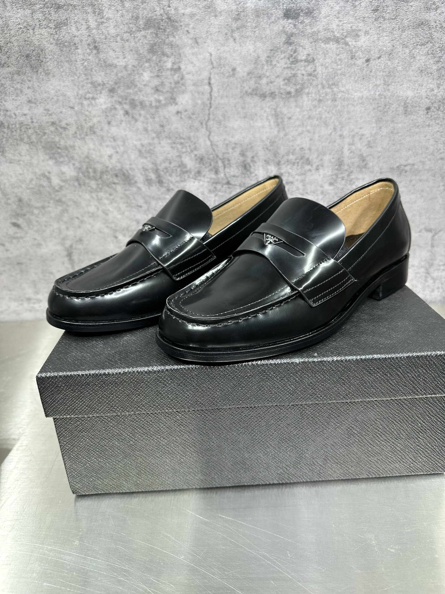 Loafers Real Leather Black 45