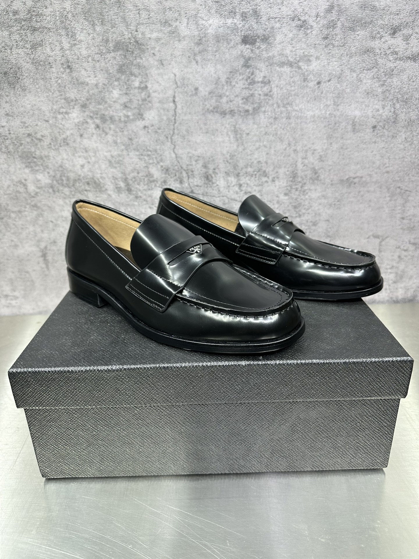 Loafers Real Leather Black 45