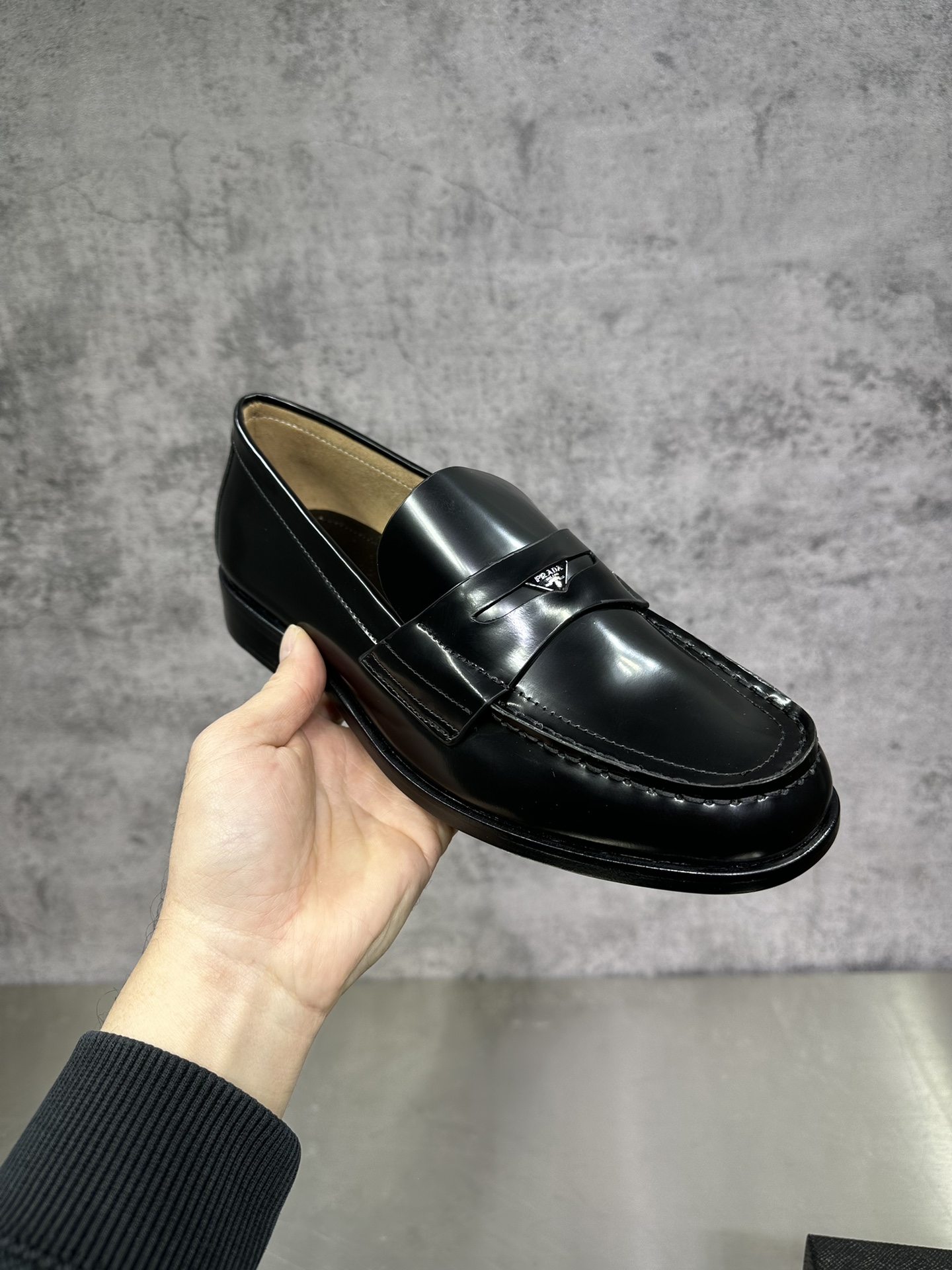 Loafers Real Leather Black 45