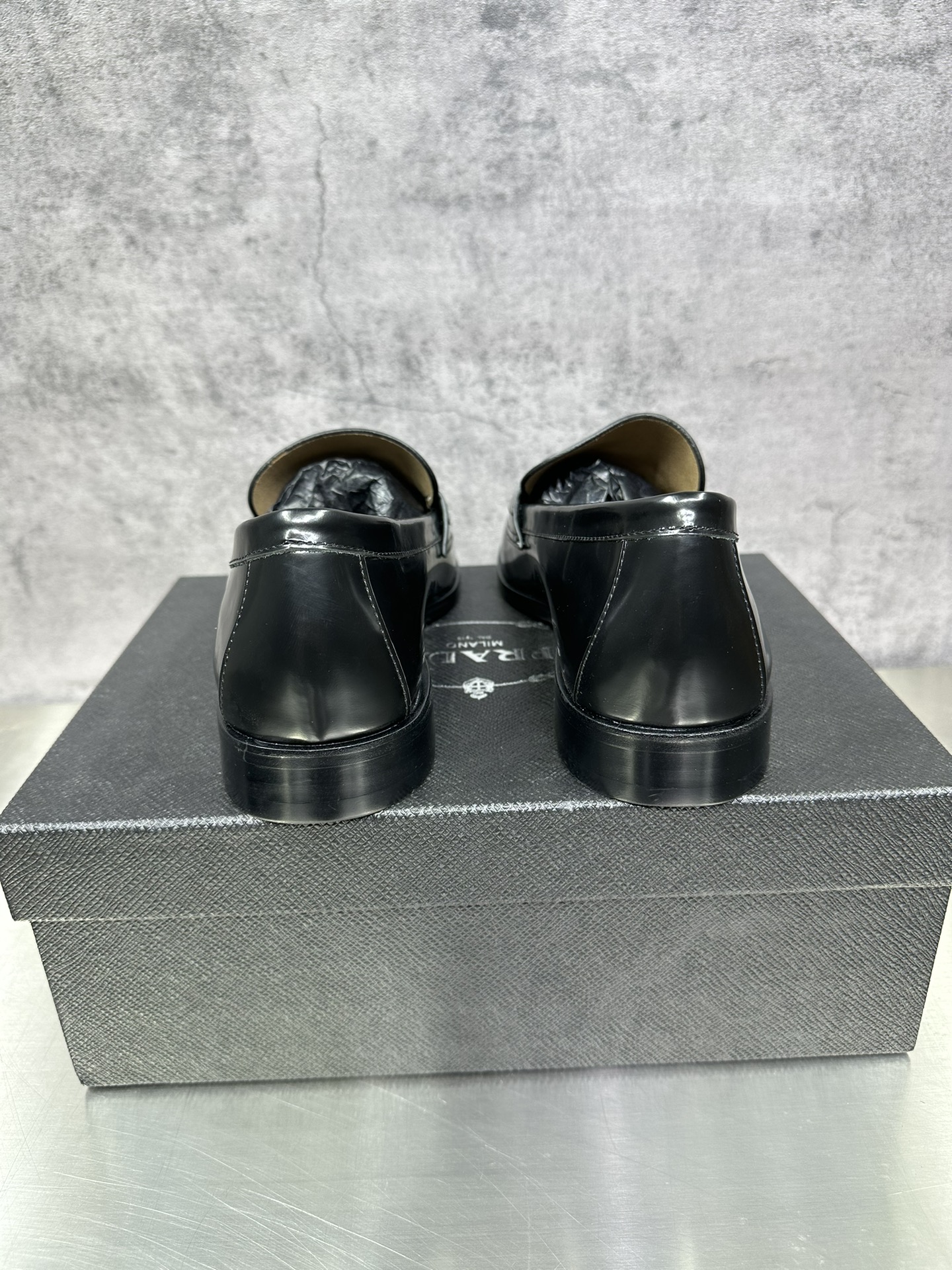 Loafers Real Leather Black 45