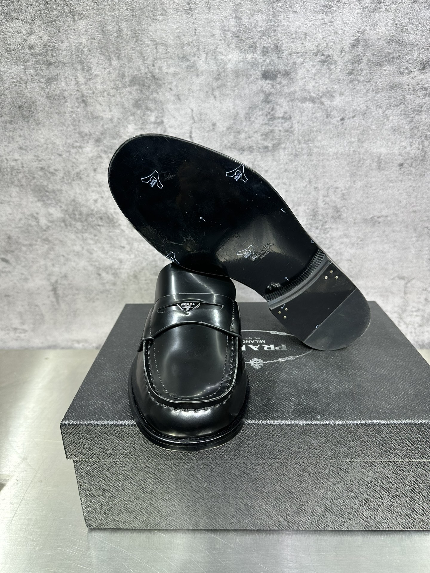 Loafers Real Leather Black 45