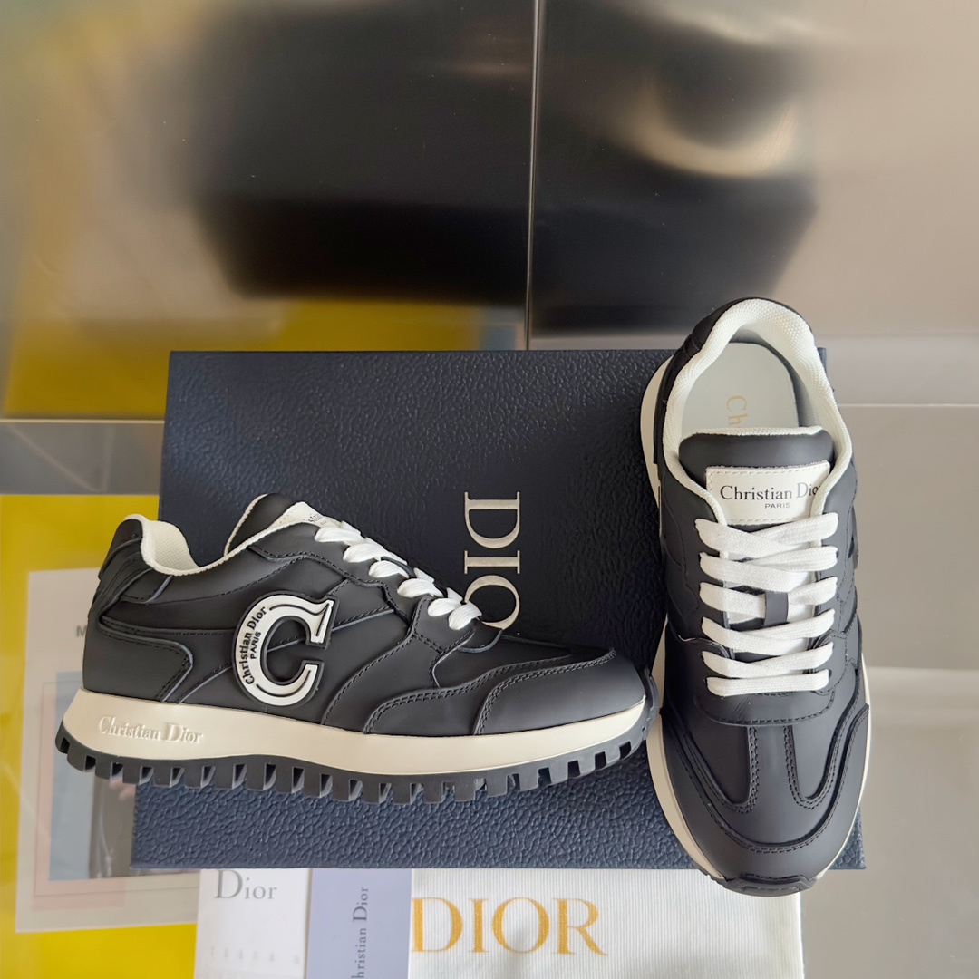Dior Male Sneakers Black Breathable M-s