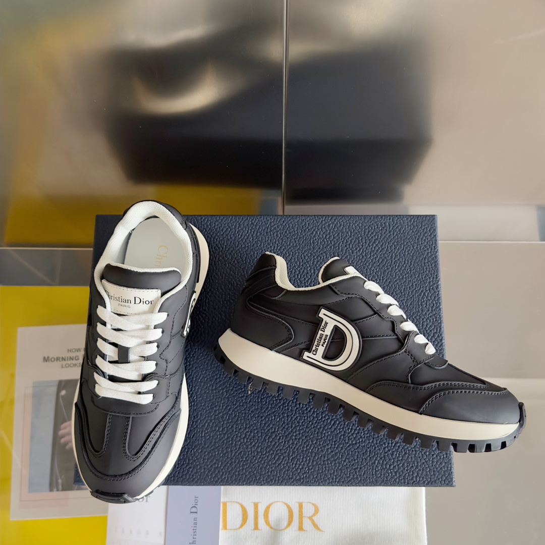 Dior Male Sneakers Black Breathable M-s