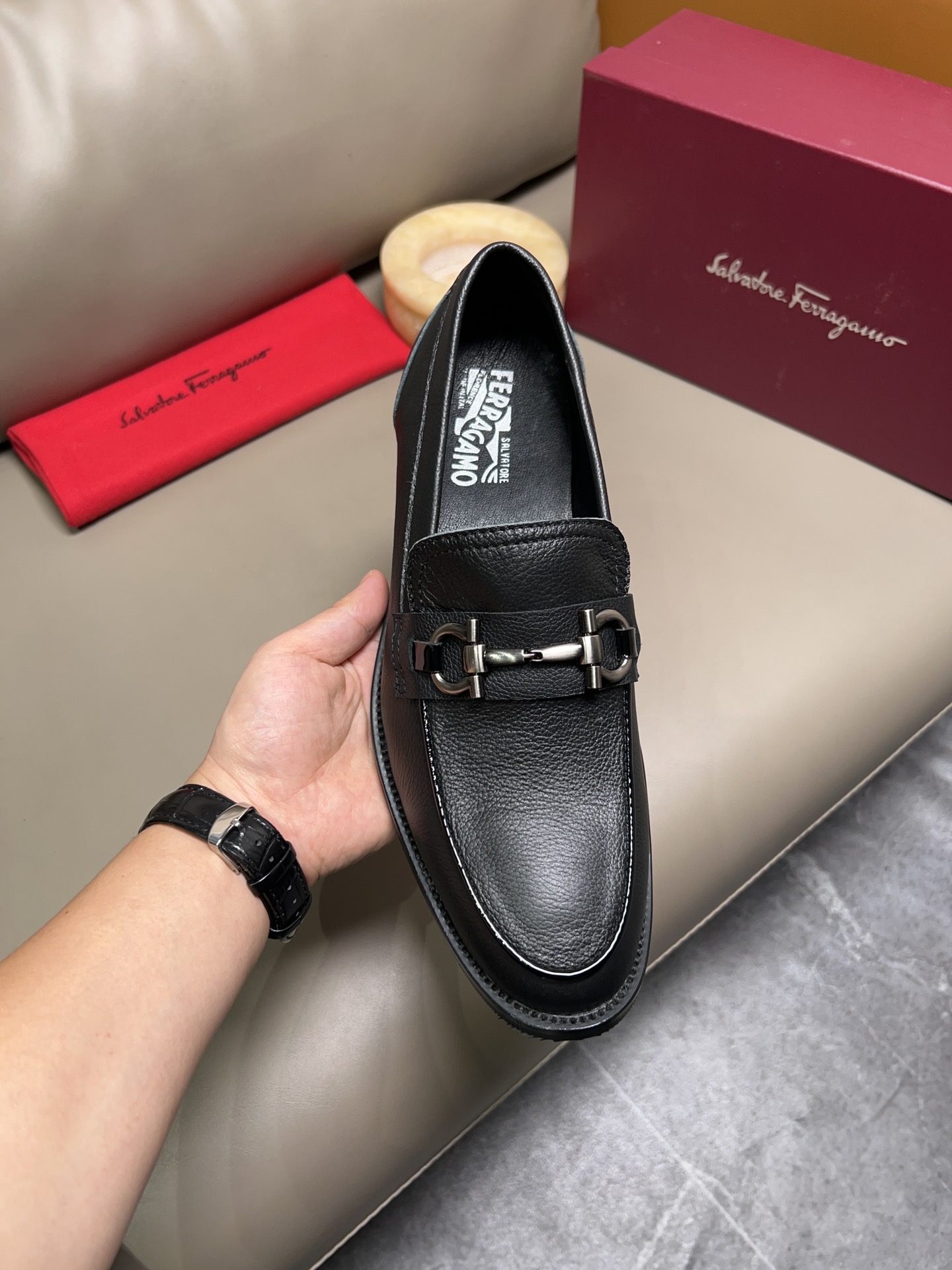 Ferragamo Leather Shoes Cow Leather Breathable