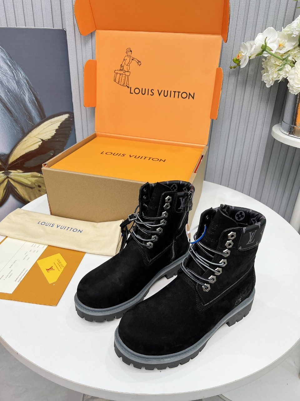 Louis Vuitton Timberland Male Boots Cow Leather Waterproof M-l-s