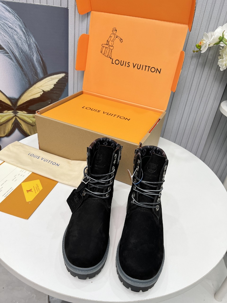 Louis Vuitton Timberland Male Boots Cow Leather Waterproof M-l-s